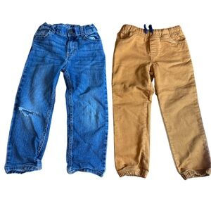 Toddlers Blue Denim Jeans & Tan Khaki Joggers